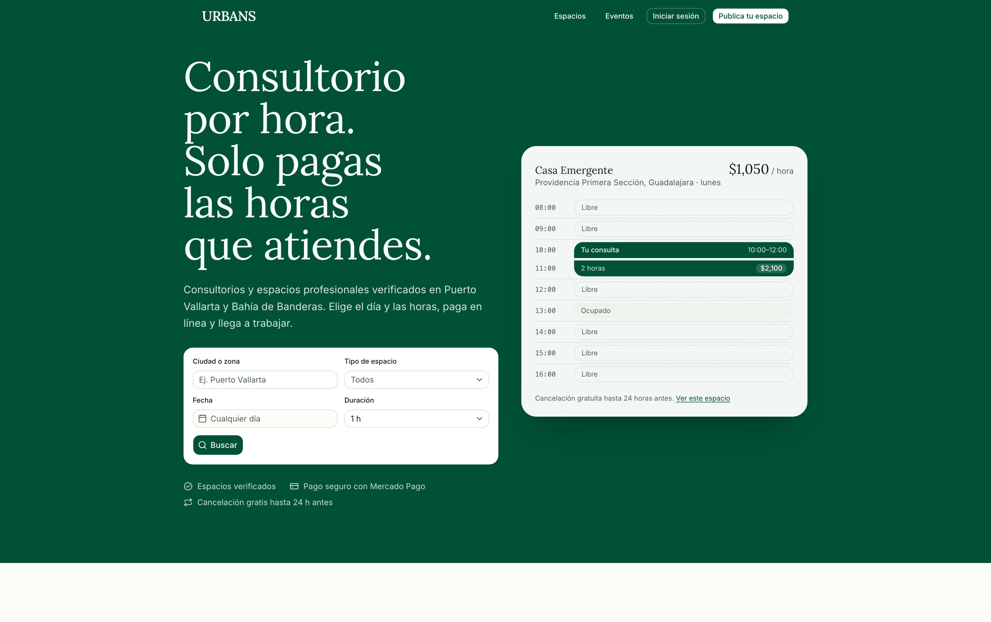 URBANS - Reserva de consultorios por hora